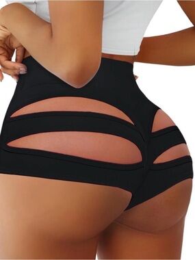 High-Waist Cutout Women’s Shorts - Black